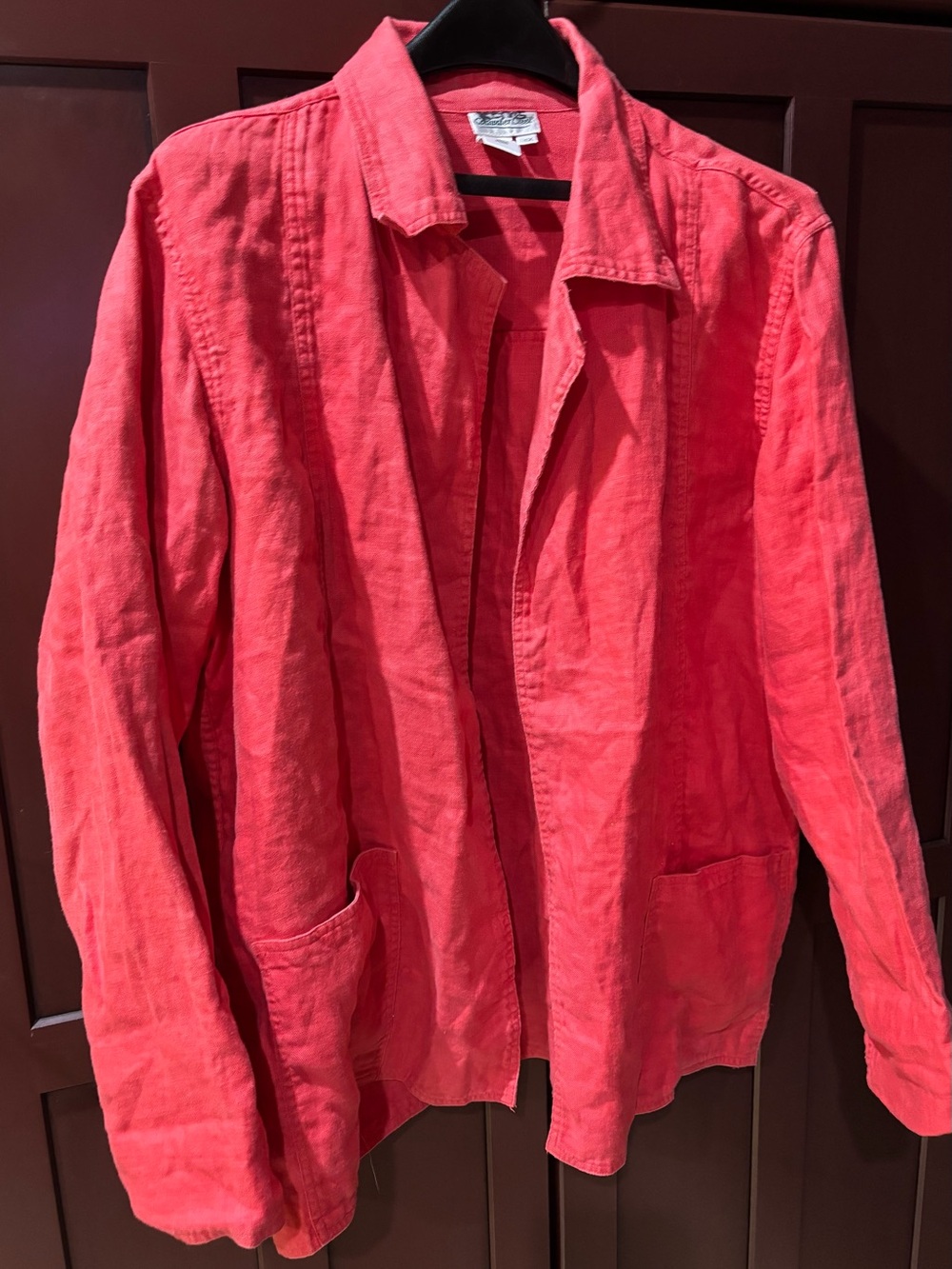 Coldwater Creek Coral Open-Front Linen Jacket